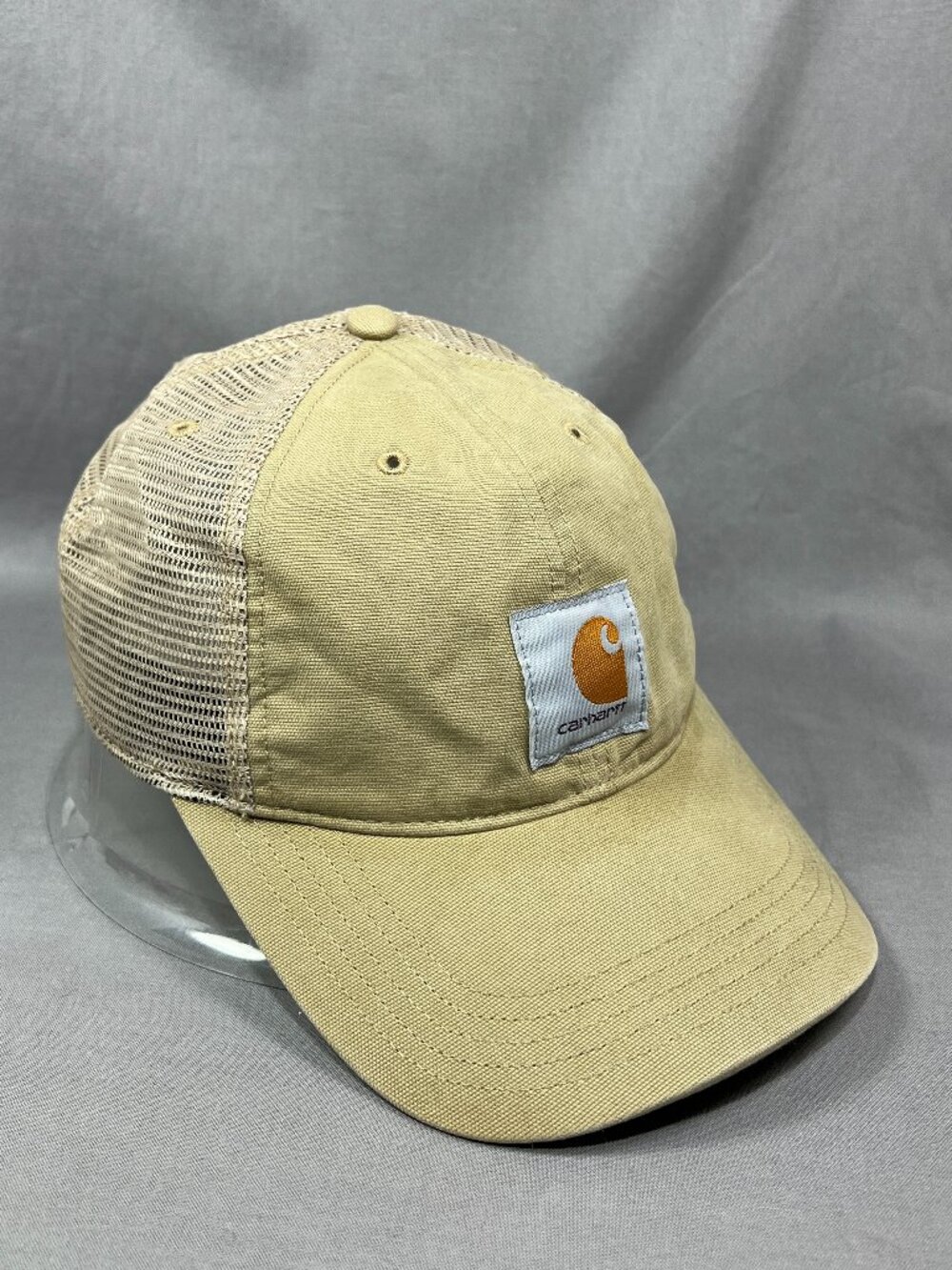 Carhartt Canvas Trucker Hat Khaki Soft Mesh Workwear Adjustable Snapback Dad Cap